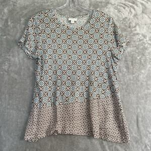 J. Jill Love Linen Top Womens Small Petite SP Blouse Shirt Tee Lagenlook Boho